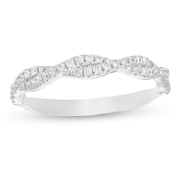 Previously Owned - 1/4 CT. T.W. Diamond Twist Stackable Band in 14K White Gold