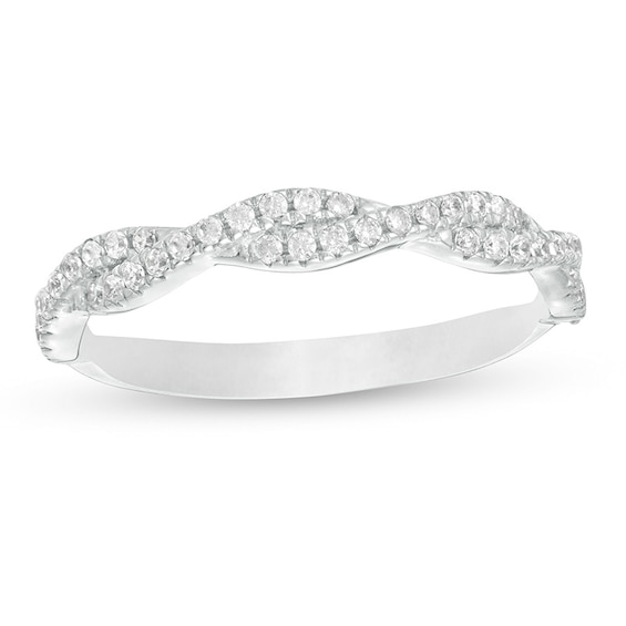 Previously Owned - 1/4 CT. T.w. Diamond Twist Stackable Band in 14K White Gold
