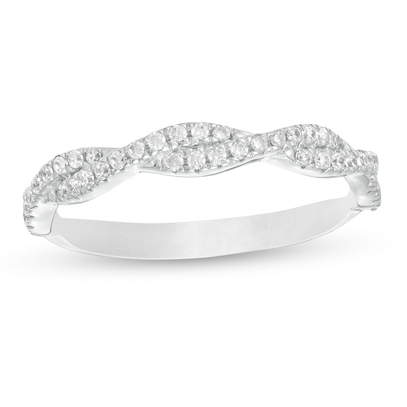 Main Image 1 of Previously Owned - 1/4 CT. T.W. Diamond Twist Stackable Band in 14K White Gold
