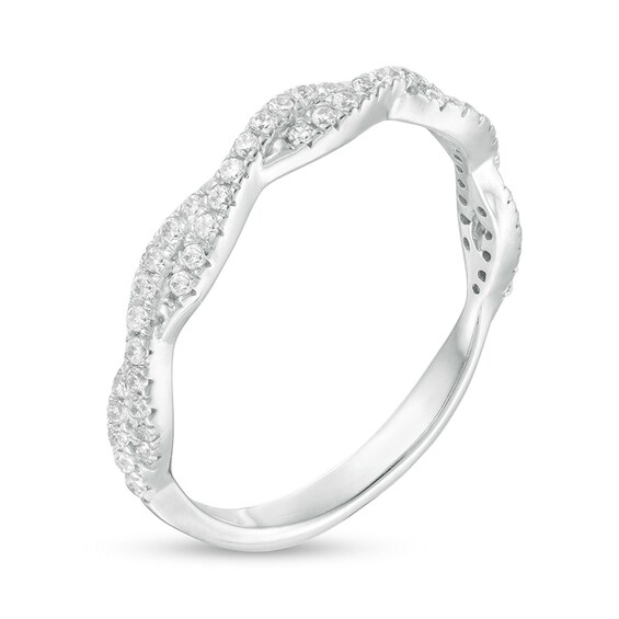 Previously Owned - 1/4 CT. T.w. Diamond Twist Stackable Band in 14K White Gold