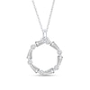Thumbnail Image 0 of Previously Owned - 1/5 CT. T.W. Baguette and Round Diamond Circle Pendant in 10K White Gold