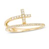 Thumbnail Image 1 of Previously Owned - 1/6 CT. T.W. Diamond Cross Split Shank Stacked Ring in 10K Gold