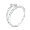 Thumbnail Image 2 of Previously Owned - 1/6 CT. T.W. Diamond Cross Split Shank Stacked Ring in 10K White Gold