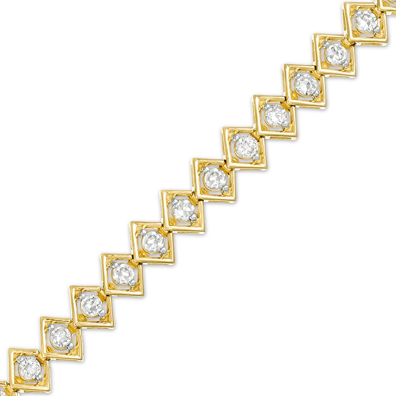 Main Image 1 of Previously Owned - 2 CT. T.W. Diamond Tilted Square Tennis Bracelet in 10K Gold - 7.25"