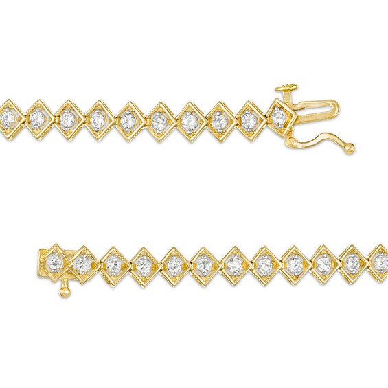 Previously Owned - 2 CT. T.w. Diamond Tilted Square Tennis Bracelet in 10K Gold - 7.25"