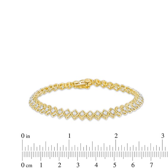 Previously Owned - 2 CT. T.w. Diamond Tilted Square Tennis Bracelet in 10K Gold - 7.25"