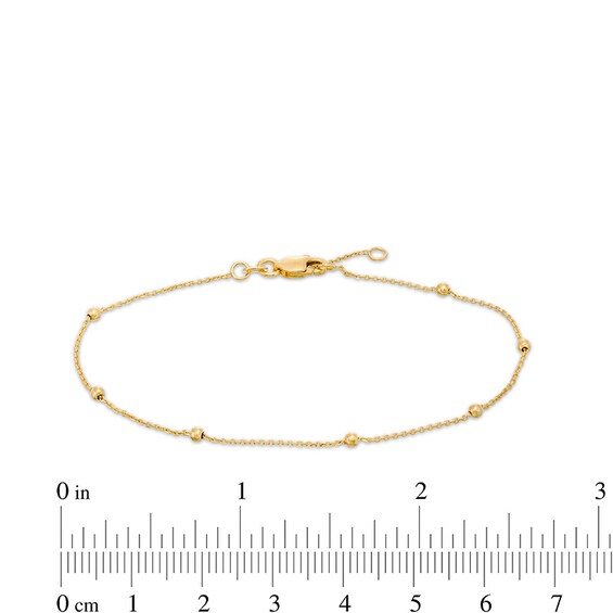 Previously Owned - 2.0mm Diamond-Cut Bead Station Bracelet in 14K Gold - 7.5"
