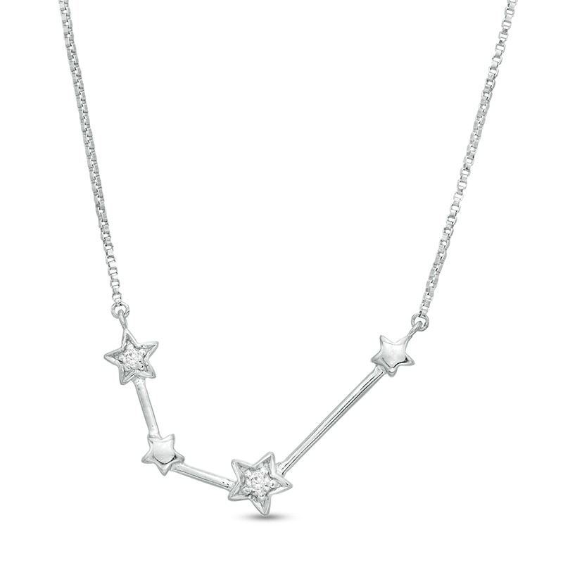 Main Image 1 of Previously Owned - Diamond Accent Aquarius Constellation Necklace in Sterling Silver