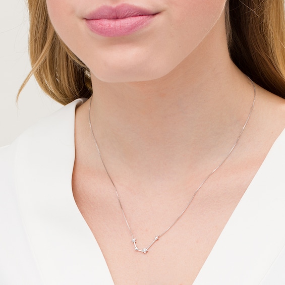 Previously Owned - Diamond Accent Aquarius Constellation Necklace in Sterling Silver