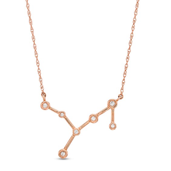 Previously Owned - 1/20 CT. T.w. Diamond Virgo Constellation Bezel-Set Necklace in 10K Rose Gold