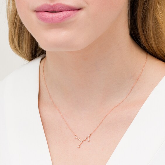 Previously Owned - 1/20 CT. T.w. Diamond Virgo Constellation Bezel-Set Necklace in 10K Rose Gold