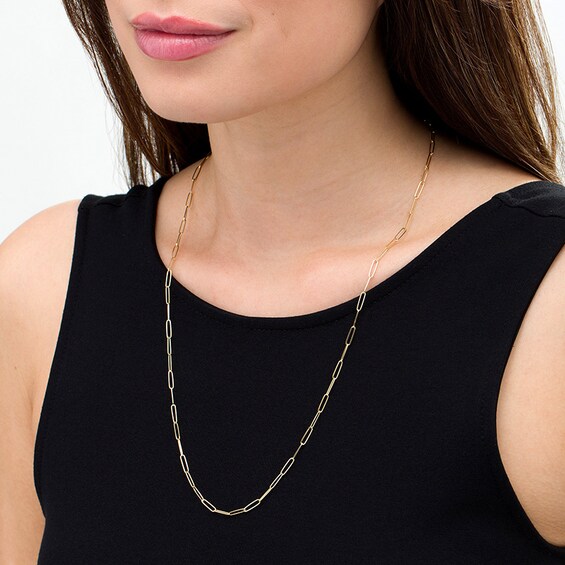 Previously Owned - 2.6mm Elongated Link Chain Necklace in Solid 14K Gold - 24"