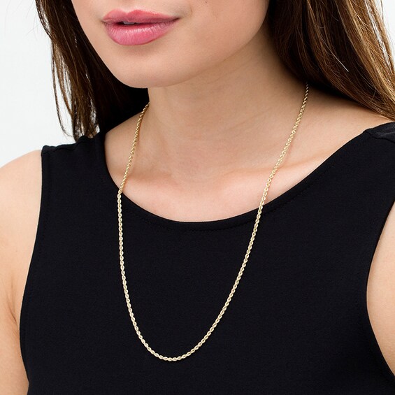 Previously Owned - 2.3mm Rope Chain Necklace in Hollow 14K Gold - 22"