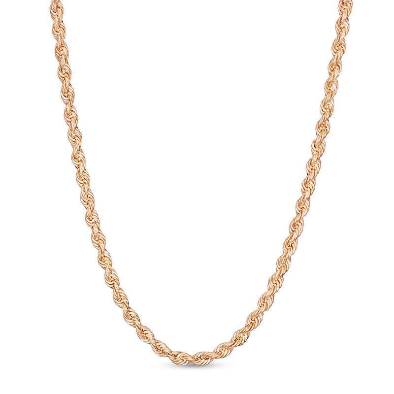 Main Image 1 of Previously Owned - 2.3mm Rope Chain Necklace in Hollow 14K Rose Gold - 18"