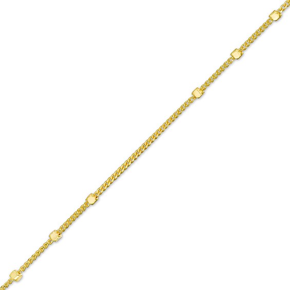 Previously Owned - 025 Gauge Cube Trio Saturn Chain Anklet in Solid 14K Gold - 10"
