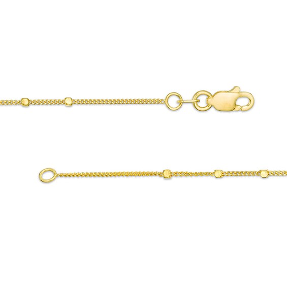 Previously Owned - 025 Gauge Cube Trio Saturn Chain Anklet in Solid 14K Gold - 10"