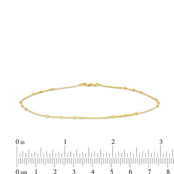 Previously Owned - 025 Gauge Cube Trio Saturn Chain Anklet in Solid 14K Gold - 10"