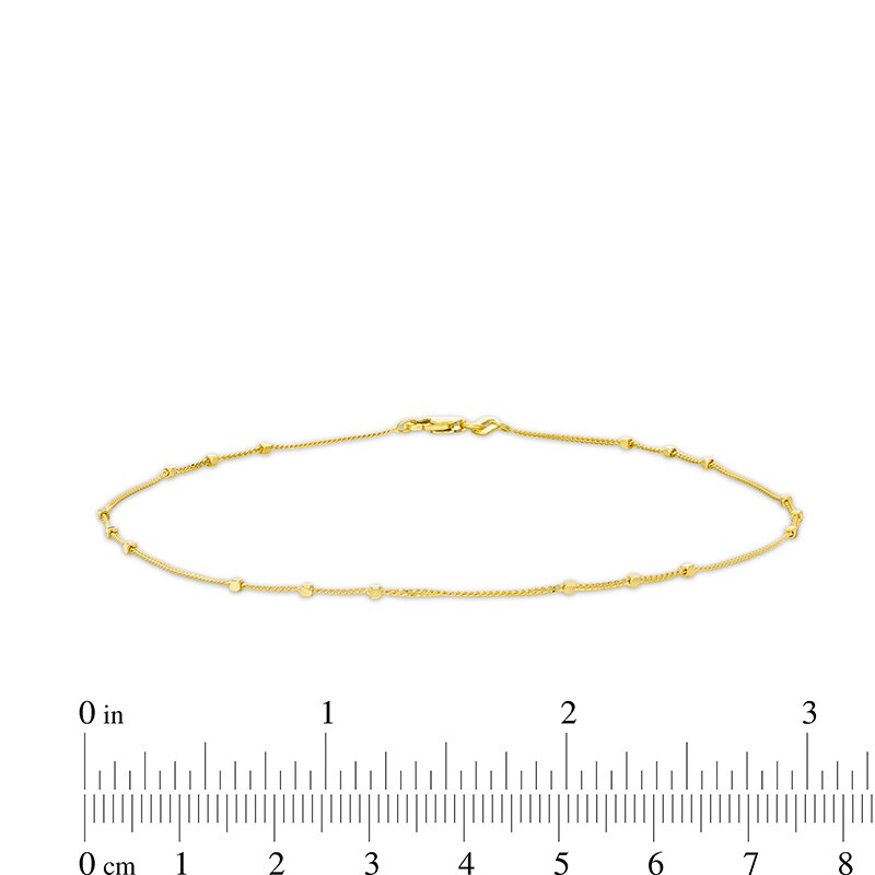 Main Image 4 of Previously Owned - 025 Gauge Cube Trio Saturn Chain Anklet in Solid 14K Gold - 10"
