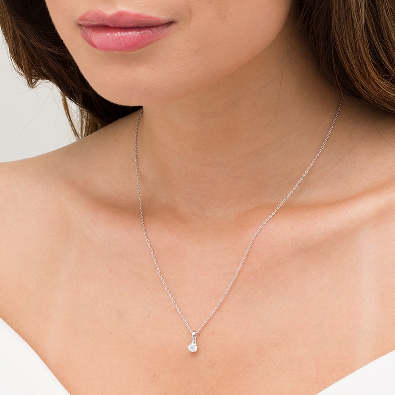 Main Image 2 of Previously Owned - 1/3 CT. Diamond Solitaire Pendant in 10K White Gold