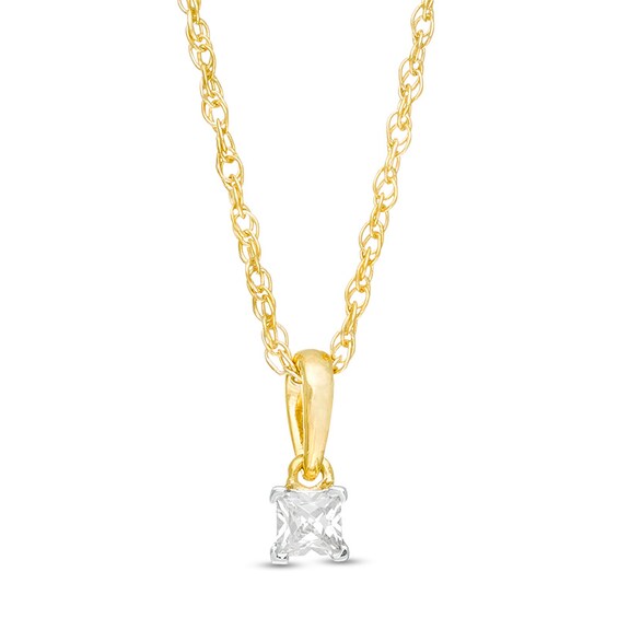 Previously Owned - 1/10 CT. Princess-Cut Diamond Solitaire Pendant in 10K Gold