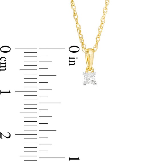Previously Owned - 1/10 CT. Princess-Cut Diamond Solitaire Pendant in 10K Gold