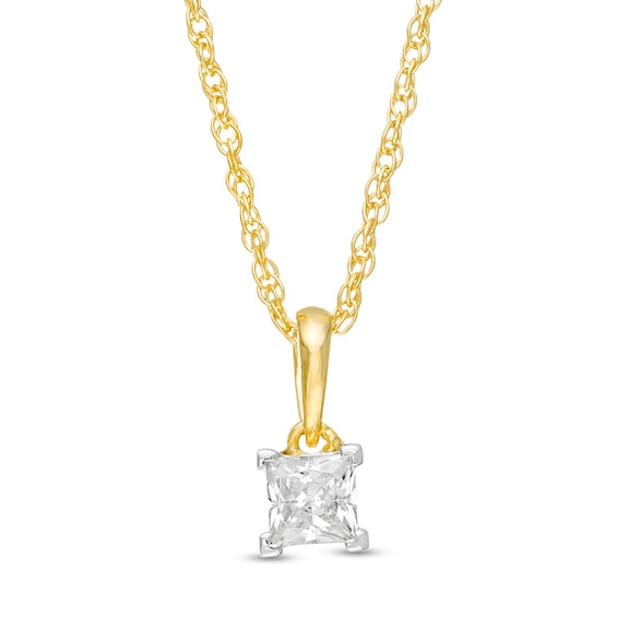 Previously Owned - 1/4 CT. Princess-Cut Diamond Solitaire Pendant in 10K Gold