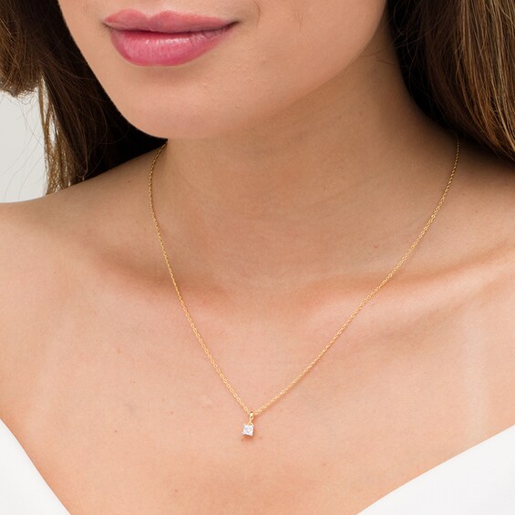 Previously Owned - 1/4 CT. Princess-Cut Diamond Solitaire Pendant in 10K Gold