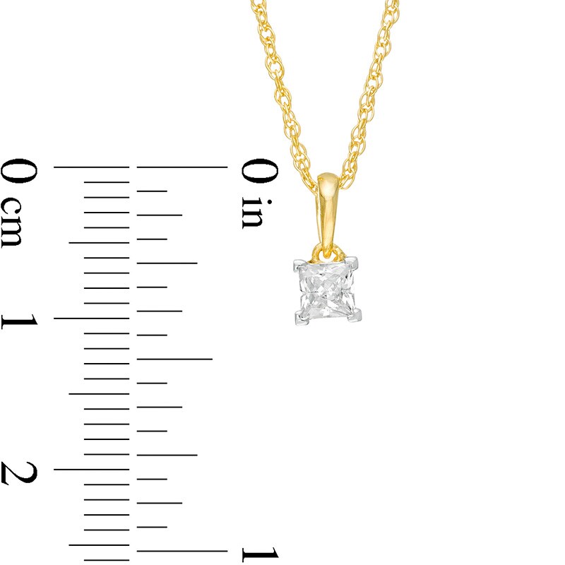Main Image 3 of Previously Owned - 1/4 CT. Princess-Cut Diamond Solitaire Pendant in 10K Gold