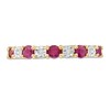 Thumbnail Image 4 of Previously Owned - Ruby and Diamond Accent Nine Stone Ring in 10K Gold - Size 7