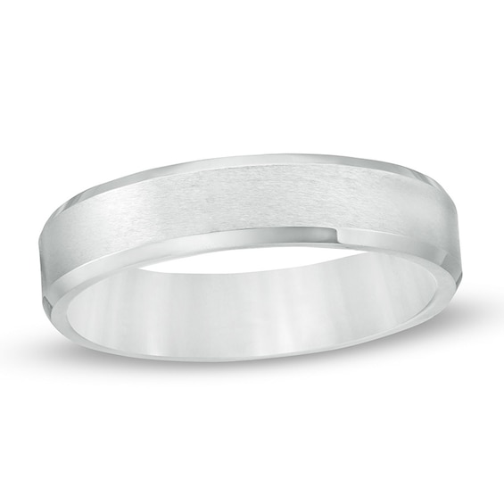 Previously Owned - 5.0mm Brushed Inlay Bevelled Edge Wedding Band in Tungsten