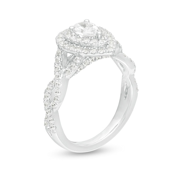 Previously Owned - 1 CT. T.w. Pear-Shaped Diamond Twist Shank Engagement Ring in 14K White Gold