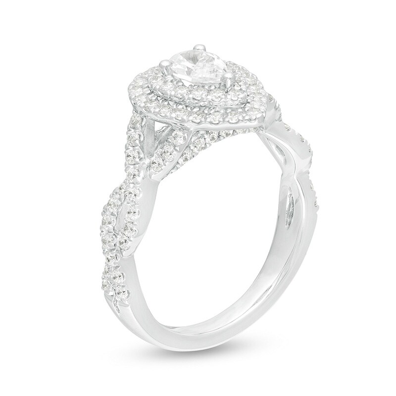Main Image 3 of Previously Owned - 1 CT. T.W. Pear-Shaped Diamond Twist Shank Engagement Ring in 14K White Gold