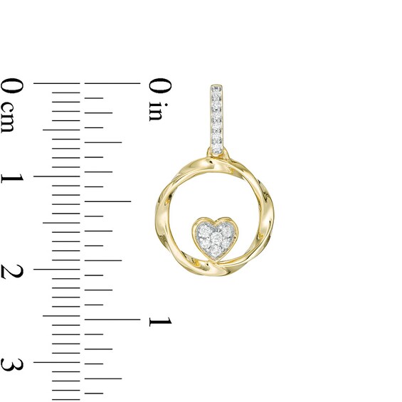 Previously Owned - 1/6 CT. T.w. Composite Diamond Heart in Twisted Circle Drop Earrings in 10K Gold