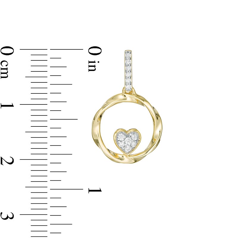 Main Image 2 of Previously Owned - 1/6 CT. T.W. Composite Diamond Heart in Twisted Circle Drop Earrings in 10K Gold