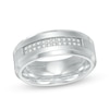 Thumbnail Image 1 of Previously Owned - 1/8 CT. T.W. Diamond Double Row Wedding Band in Stainless Steel and Cobalt