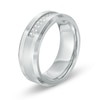 Thumbnail Image 2 of Previously Owned - 1/8 CT. T.W. Diamond Double Row Wedding Band in Stainless Steel and Cobalt