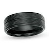 Thumbnail Image 1 of Previously Owned - Men's 8.0mm Hammered Groove Wedding Band in Black IP Tantalum