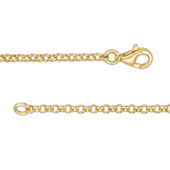 Previously Owned - Lab-Created White Sapphire Hearts Station Anklet in Sterling Silver with 18K Gold Plate - 9.0"