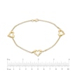 Thumbnail Image 3 of Previously Owned - Lab-Created White Sapphire Hearts Station Anklet in Sterling Silver with 18K Gold Plate - 9.0"