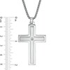 Thumbnail Image 3 of Previously Owned - Men's Diamond Accent Stepped Edge Cross Pendant in Stainless Steel - 24"