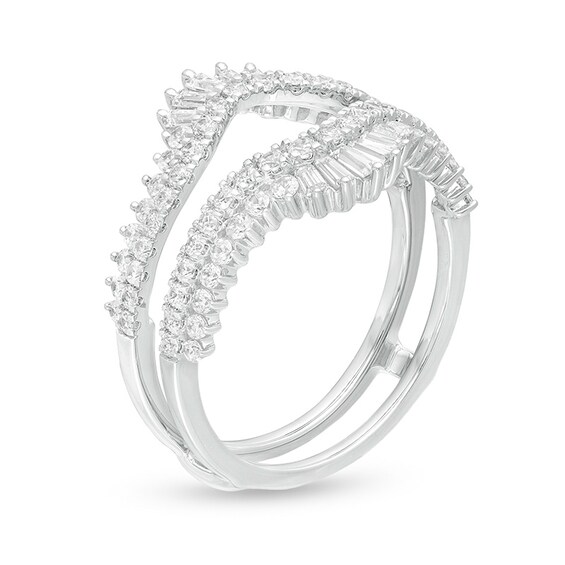 Previously Owned - 1 CT. T.w. Diamond Double Row Crown Solitaire Enhancer in 14K White Gold