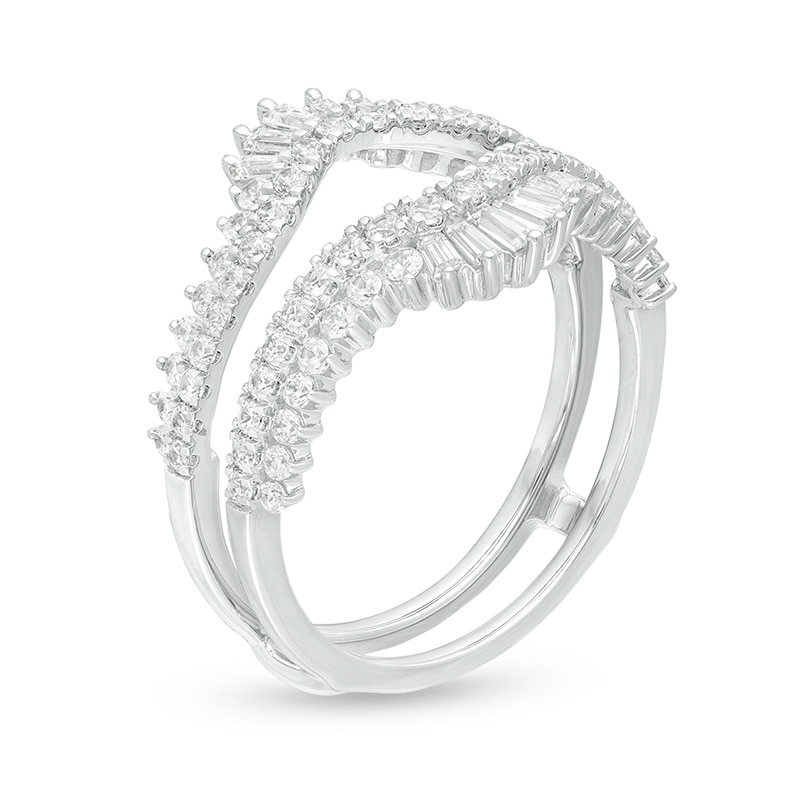 Main Image 2 of Previously Owned - 1 CT. T.W. Diamond Double Row Crown Solitaire Enhancer in 14K White Gold