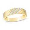 Thumbnail Image 1 of Previously Owned - 1/15 CT. T.W. Diamond Slant Wedding Band in 10K Gold