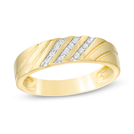Previously Owned - 1/15 CT. T.w. Diamond Slant Wedding Band in 10K Gold