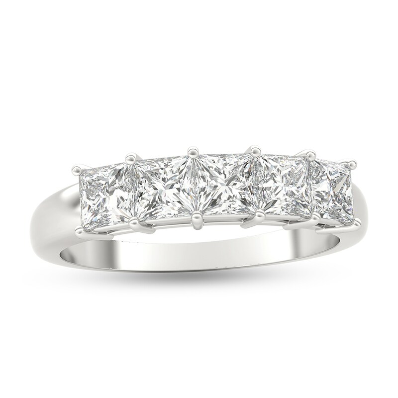 Main Image 1 of Previously Owned - 1 CT. T.W. Princess-Cut Diamond Five Stone Anniversary Band in Platinum