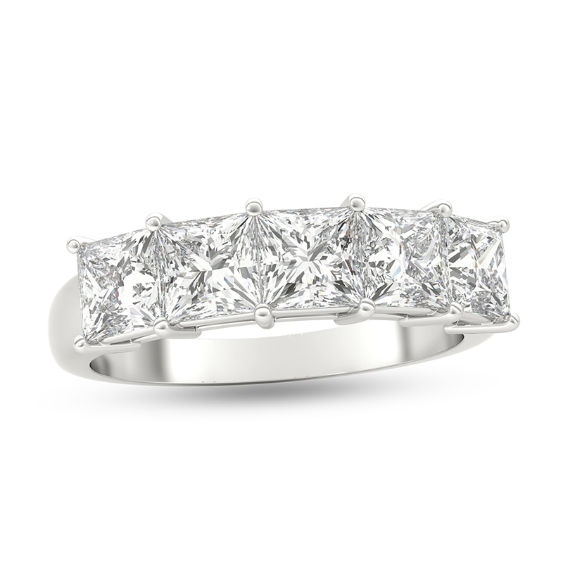 Main Image 1 of Previously Owned - 2 CT. T.W. Princess-Cut Diamond Five Stone Anniversary Band in Platinum