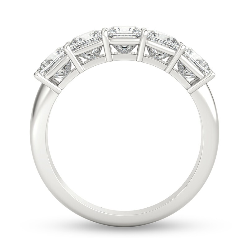 Main Image 3 of Previously Owned - 2 CT. T.W. Princess-Cut Diamond Five Stone Anniversary Band in Platinum