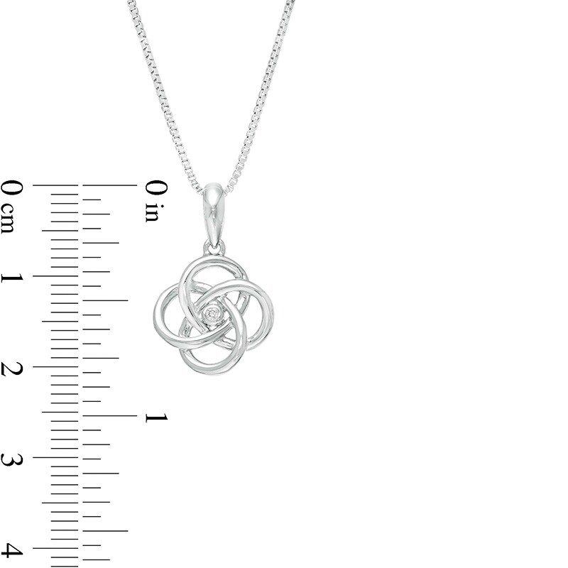 Main Image 4 of Previously Owned - Diamond Accent Solitaire Celtic Knot Pendant in Sterling Silver