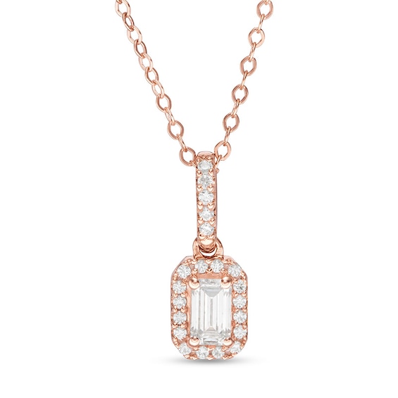 Previously Owned - 1/2 CT. T.w. Emerald-Cut Diamond Frame Pendant in 14K Rose Gold