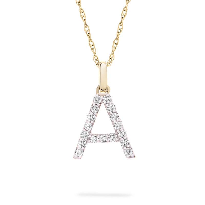 Main Image 1 of Previously Owned - 1/10 CT. T.W. Diamond "A" Initial Pendant in 10K Gold